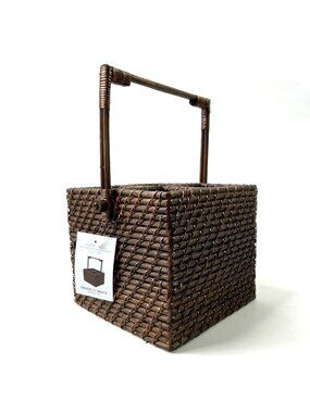 Capri Isle Rattan Utensil Holder 4 Section Basket Handmade For Macys 7.5x11.5